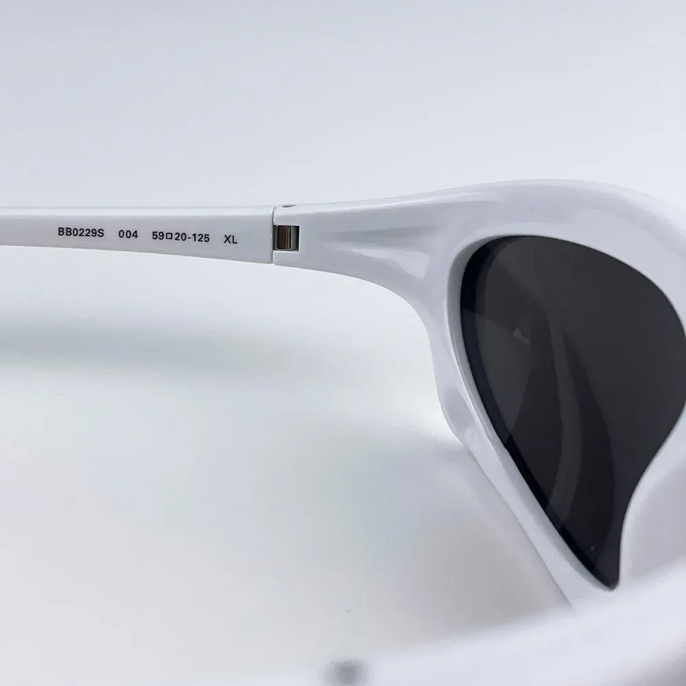 Balenciaga BB0229S 004 Sunglasses White Grey Bat Rectangle Unisex